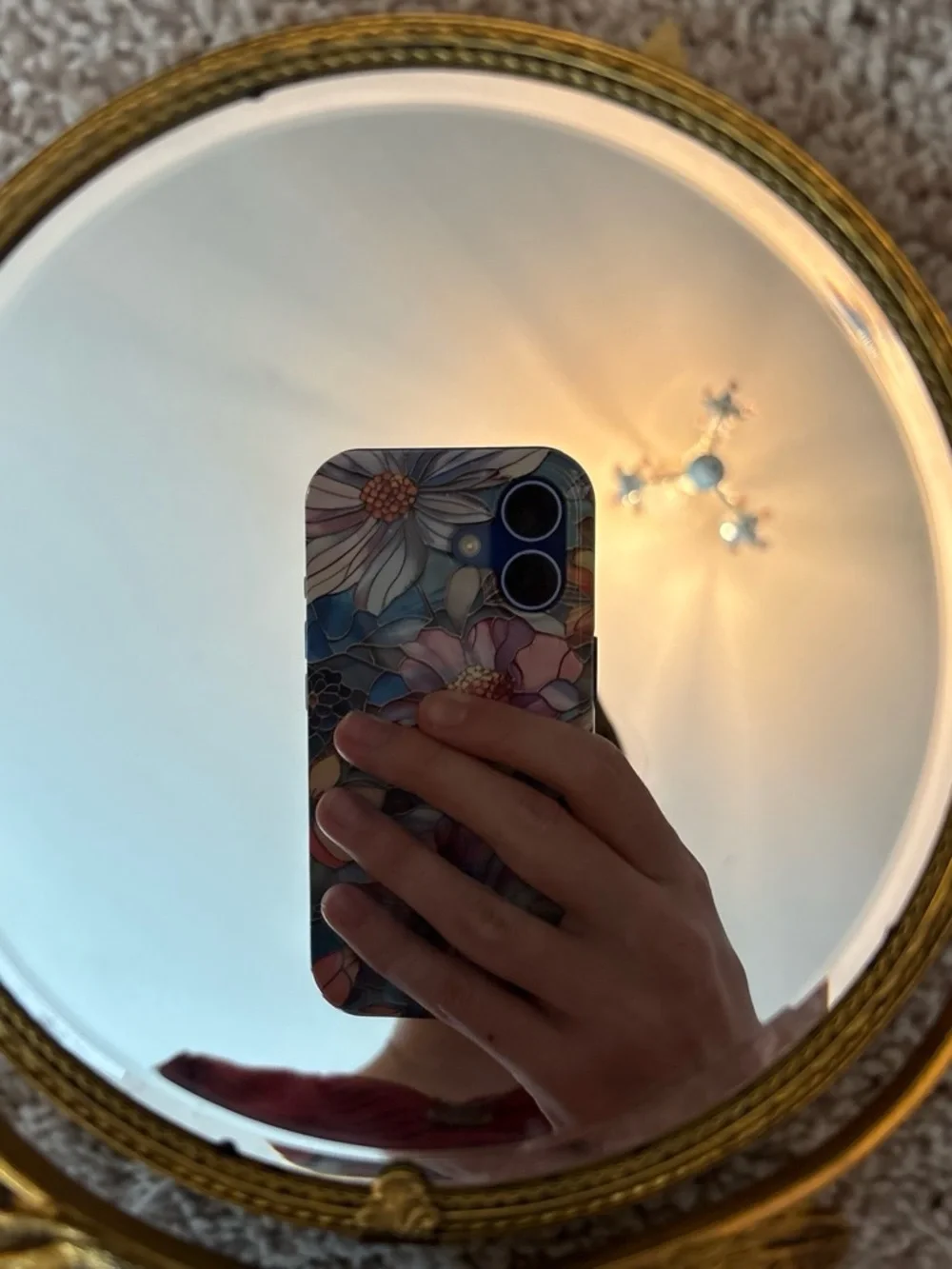 Vintage Gold Floral Table Mirror - Gold Vanity Mirror
